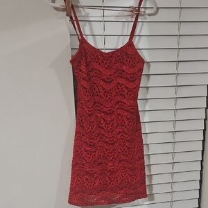 Red Lace Spaghetti Strap Dress